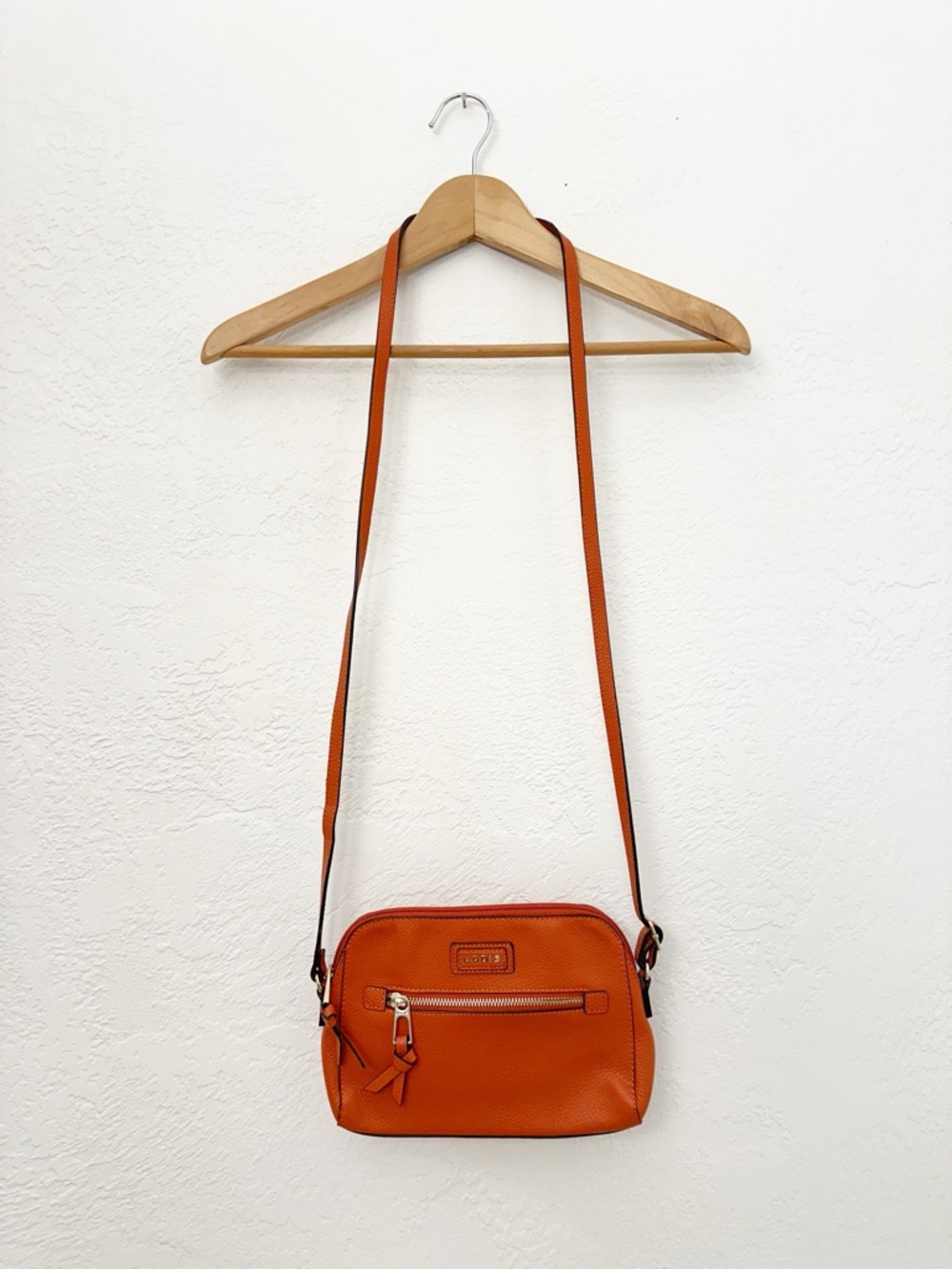 Lodis Orange Leather Crossbody Bag Purse
